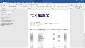FAKE ECUADOR BANCO DEL AUSTRO PROOF OF ADDRESS BANK STATEMEN