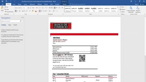 FAKE PERU BANCO DE COMERCIO BANK STATEMENT TEMPLATE 