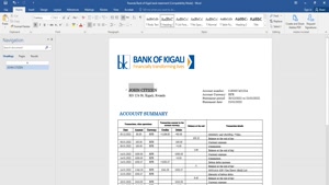 FAKE RWANDA BANK OF KIGALI BANK PROOF OF ADDRESS STATEMENT 