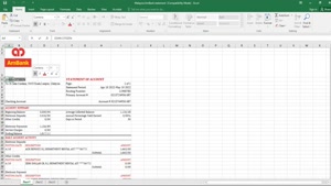 MALAYSIA AMBANK BANK STATEMENT EXCEL AND PDF TEMPLATE