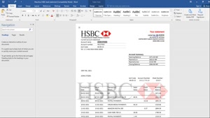 FAKE MAURITIUS HSBC BANK STATEMENT TEMPLATE 