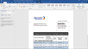 VENEZUELA MERCANTIL BANK STATEMENT TEMPLATE IN WORD AND PDF 