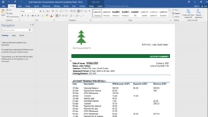 FAKE SOUTH SUDAN EDEN COMMERCIAL BANK BANK STATEMENT TEMPLAT