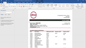 FAKE SEYCHELLES ABSA BANK STATEMENT TEMPLATE 