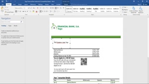 TOGO FINANCIAL BANK STATEMENT TEMPLATE IN WORD AND PDF