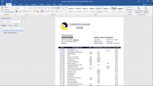 FAKE MONGOLIA CHINGGIS KHAAN BANK STATEMENT TEMPLATE 