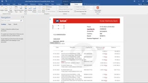 INDIA KOTAK MAHINDRA BANK STATEMENT WORD AND PDF TEMPLATE