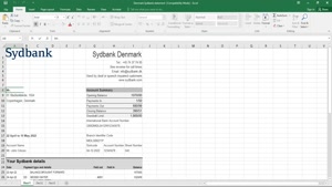 DENMARK SYDBANK STATEMENT EXCEL AND PDF TEMPLATE
