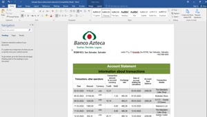 FAKE SALVADOR BANCO AZTECA BANK STATEMENT TEMPLATE 