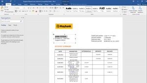 FAKE SINGAPORE MAYBANK BANK STATEMENT TEMPLATE 