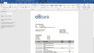 FAKE PERU CITIBANK BANK STATEMENT TEMPLATE 