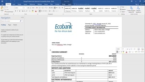 FAKE SENEGAL ECOBANK BANK STATEMENT TEMPLATE 