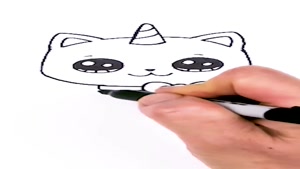 آموزش نقاشی با کودک..کشیدن گربه تک شاخ رنگین کمان
