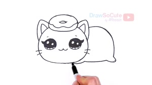 آموزش نقاشی با کودک. ترسیم گربه دونات بامزه