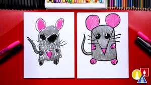 آموزش نقاشی با کودک. ترسیم موش بامزه
