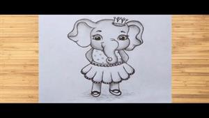 چگونه یک فیل زیبا بکشیم | نقاشی بچه فیل گام به گام آسان
