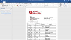 FAKE HONDURAS BANCO ATLANTIDA BANK STATEMENT TEMPLATE 
