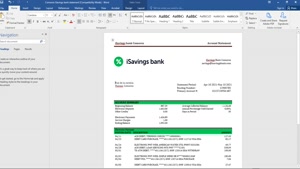 FAKE COMOROS ISAVINGS BANK STATEMENT WORD AND PDF TEMPLATE