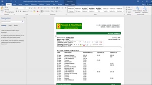 FAKE INDIA PUNJAB AND SIND BANK STATEMENT TEMPLATE 
