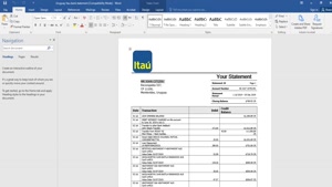 FAKE URUGUAY ITAU BANK STATEMENT TEMPLATE 