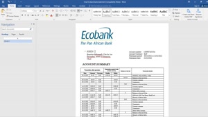 FAKE CHAD ECOBANK BANK STATEMENT TEMPLATE 