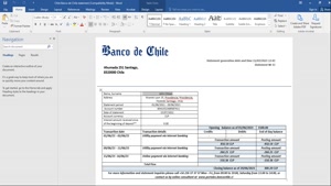 FAKE CHILE BANCO DE CHILE BANK STATEMENT TEMPLATE 