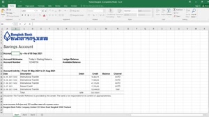 FAKE THAILAND BANGKOK BANK STATEMENT EASY TO FILL TEMPLATE 