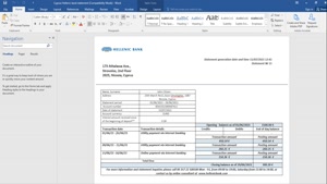 FAKE CYPRUS HELLENIC BANK STATEMENT TEMPLATE IN WORD AND PDF