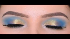آموزش آرایش چشم آبی و طلایی | چشم های قهوه ای 