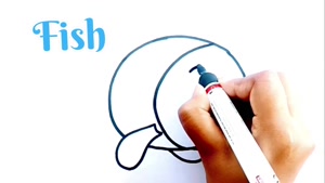 آموزشی نقاشی کودکان / نحوه کشیدن ماهی