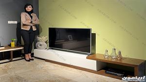 میز تلویزیون جدید دو تکه طرح مدرن رنگ سفید و چوبی