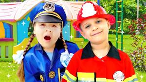 دایانا و روما حرفه‌های آتش‌نشان پلیس را بازی می‌کنند