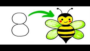 چگونه زنبور را از 8 بکشیم، طراحی آسان زنبور زیبا