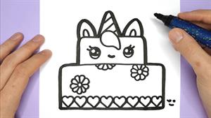 چگونه یک کیک تکشاخ زیبا بکشیم - نقاشی های شاد تکشاخ 