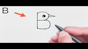 نحوه ترسیم پرنده از حرف B | نقاشی گام به گام پرنده
