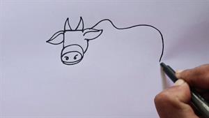 نحوه ترسیم گاو از شماره 5 | نقاشی گام به گام گاو | هنر طرح