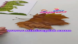 کاردستی گرگ با برگ درخت