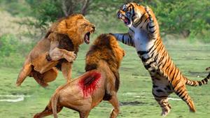 نبرد حیوانات وحشی - ببر در مقابل شیر