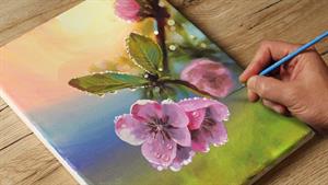نقاشی درخت شکوفه / نقاشی اکریلیک