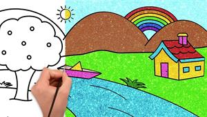 آموزش نقاشی / چگونه نقاشی منظره زیبا برای کودکان بکشیم