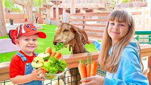 دایانا و روما در باغ وحش پارک امارات به حیوانات غذا می دهند