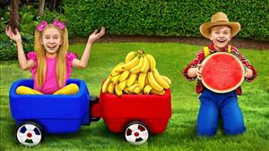 ماجراهای ساشا - بچه ها و عمو در مزرعه میوه ها را برداشت می ک