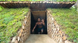 ساخت یک پناهگاه مخفی در زیر زمین در اعماق جنگل