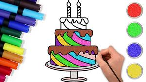 چگونه یک کیک تولد آسان بکشیم | نقاشی کیک آسان برای کودکان 