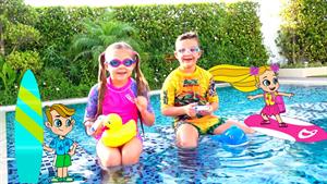 دایانا و روما شنا کردن و بازی های تابستانی را یاد می گیرند