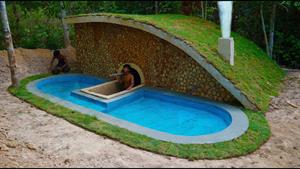 ساخت خانه زیرزمینی با طراحی حوض ماهی