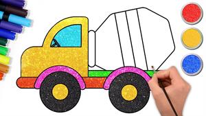 حوه ترسیم کامیون میکسر🚜| طراحی آسان گام به گام برای بچه 