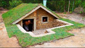 25 روز برای ساخت خانه با دکوراسیون اتاق زیرزمینی در جنگل