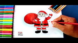 آموزش طراحی و رنگ آمیزی بابانوئل با کیف اسباب بازی