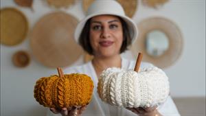 آموزش بافتنی _ بافت کدو پاییزی